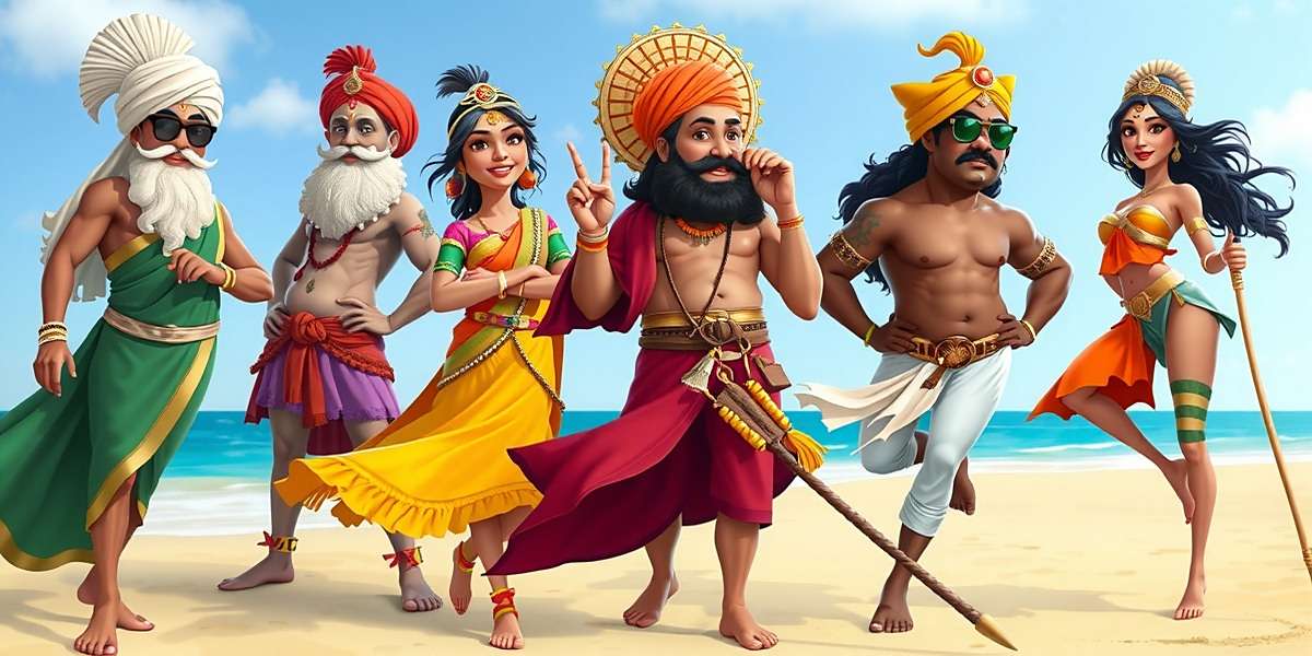 Regional Beach Attire in Beachside Blitz Beachside Blitz avatars wearing traditional beach attire from different Indian regions